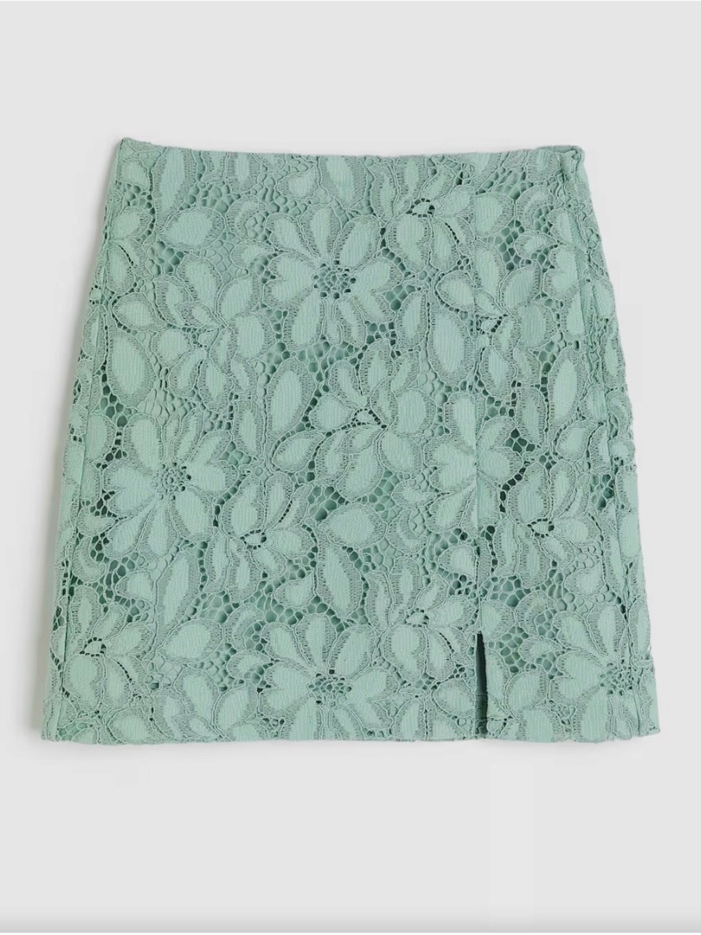 H&M Lace Floral Mini Skirt in Mint Green
